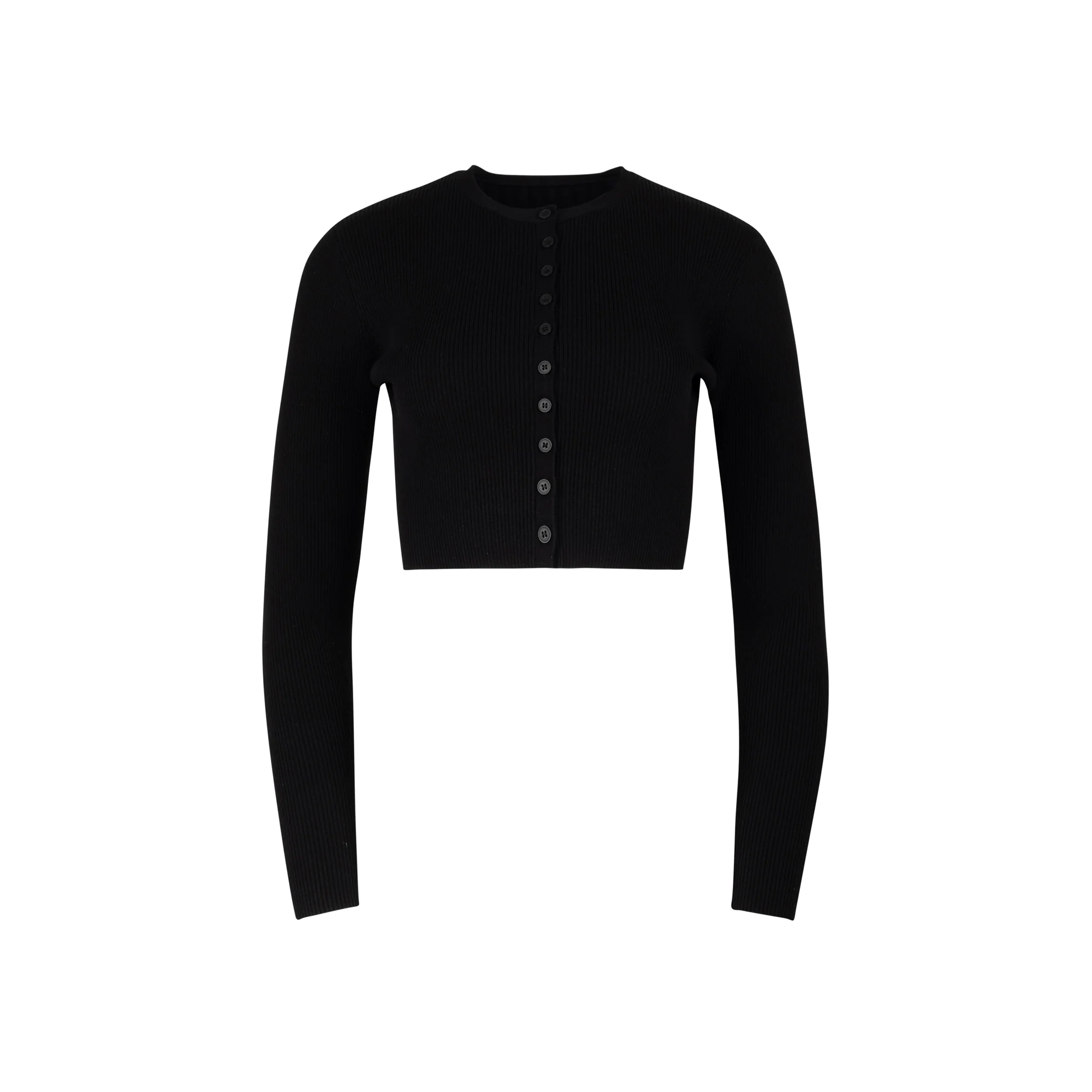 BLACK BASIC RIB CARDIGAN - Image 2