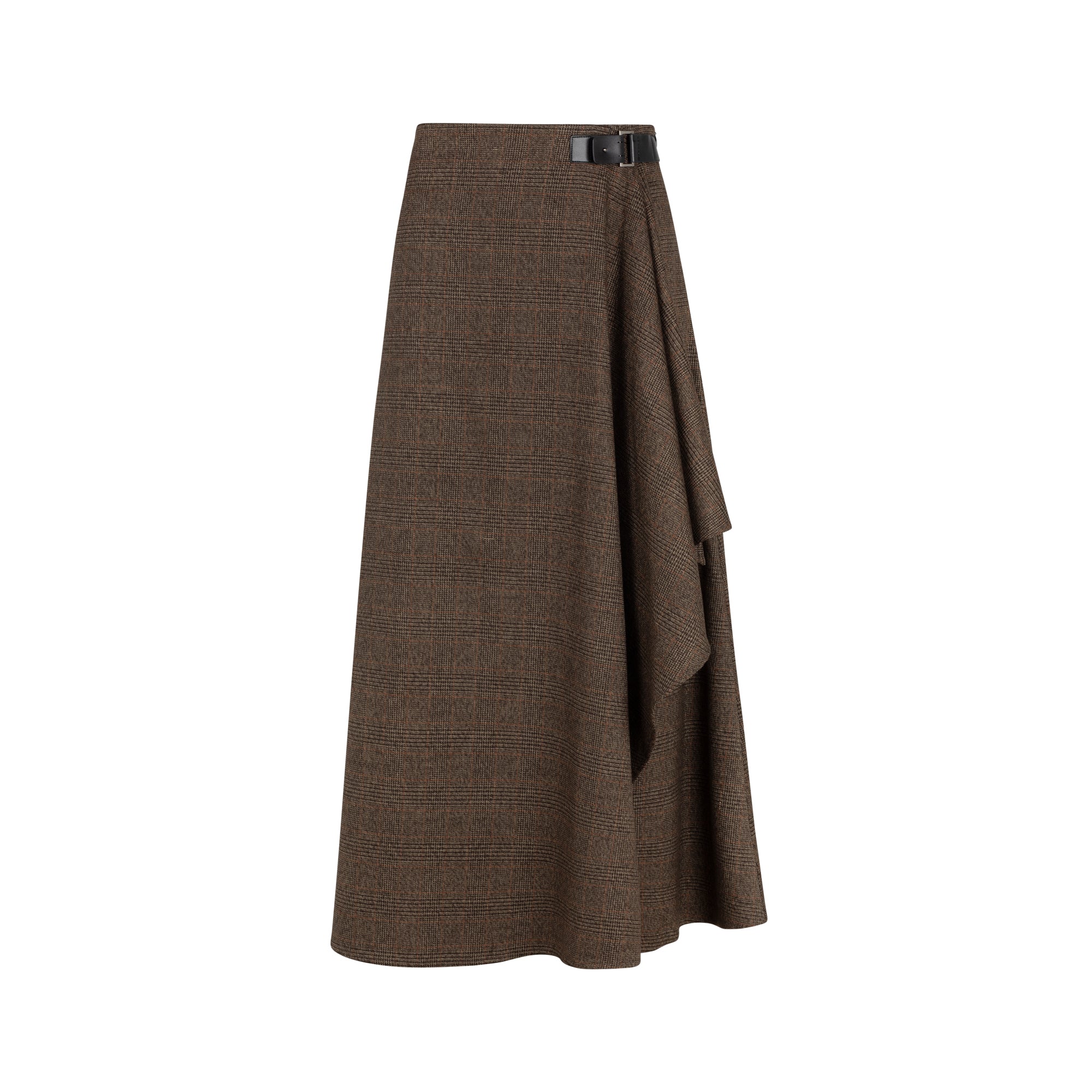 BROWN PLAID WRAP SKIRT - Image 2