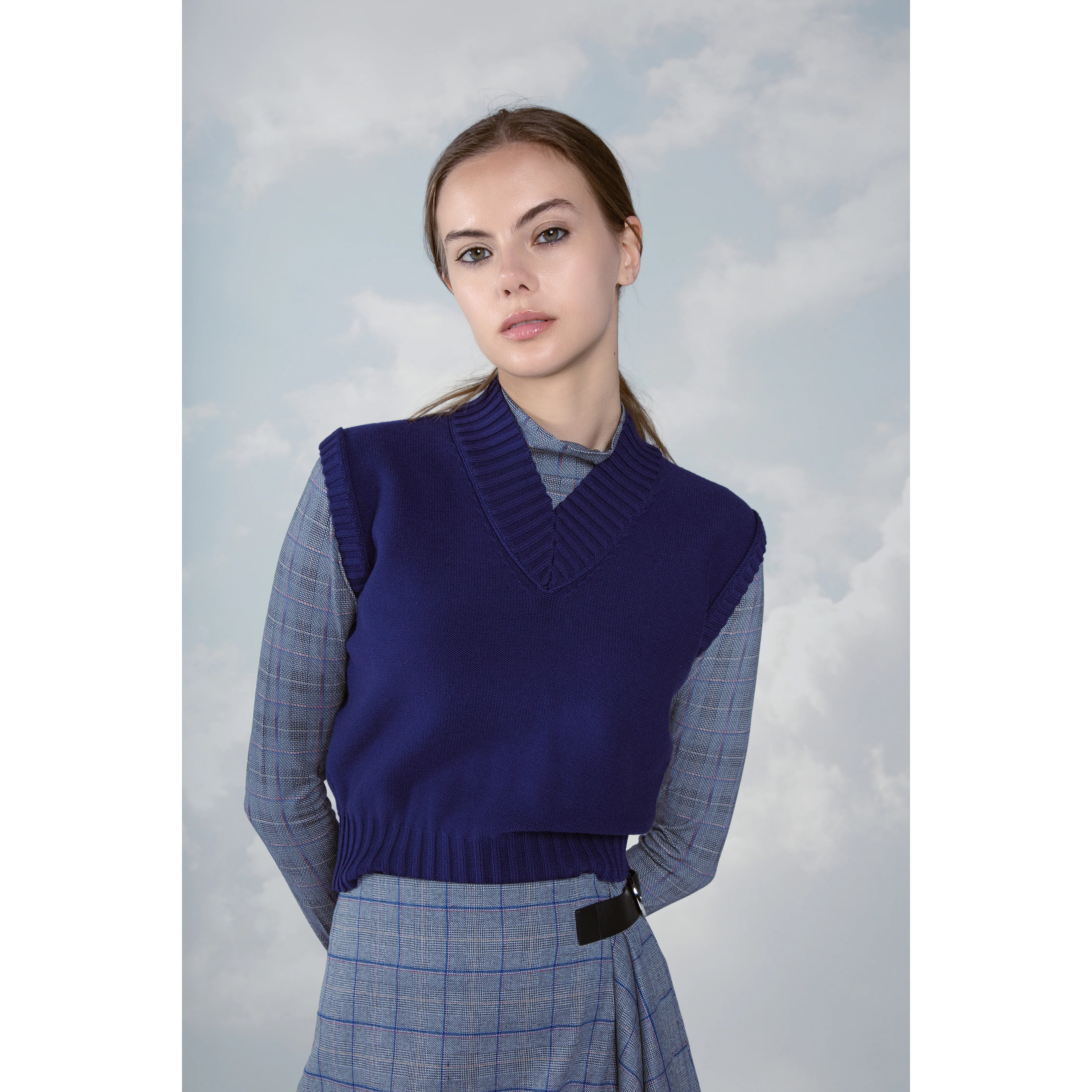 GRAY PLAID ESSENT TURTLENECK