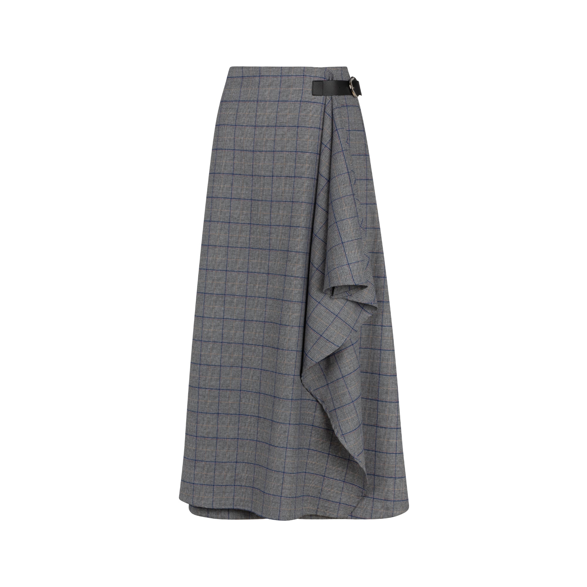 GRAY PLAID WRAP SKIRT - Image 2