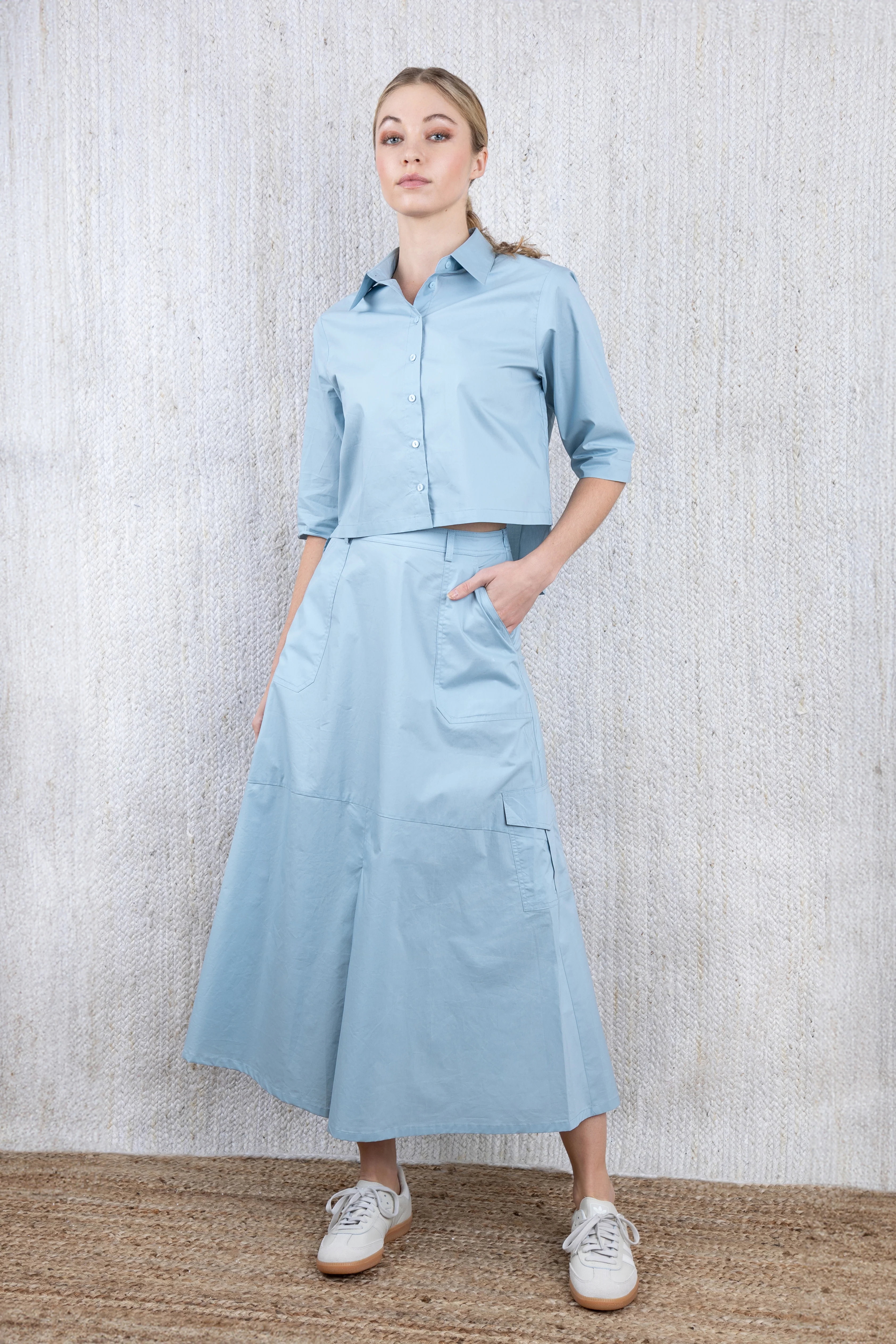 DUSTY SEAFOAM BELTED CARGO SKIRT - Image 2