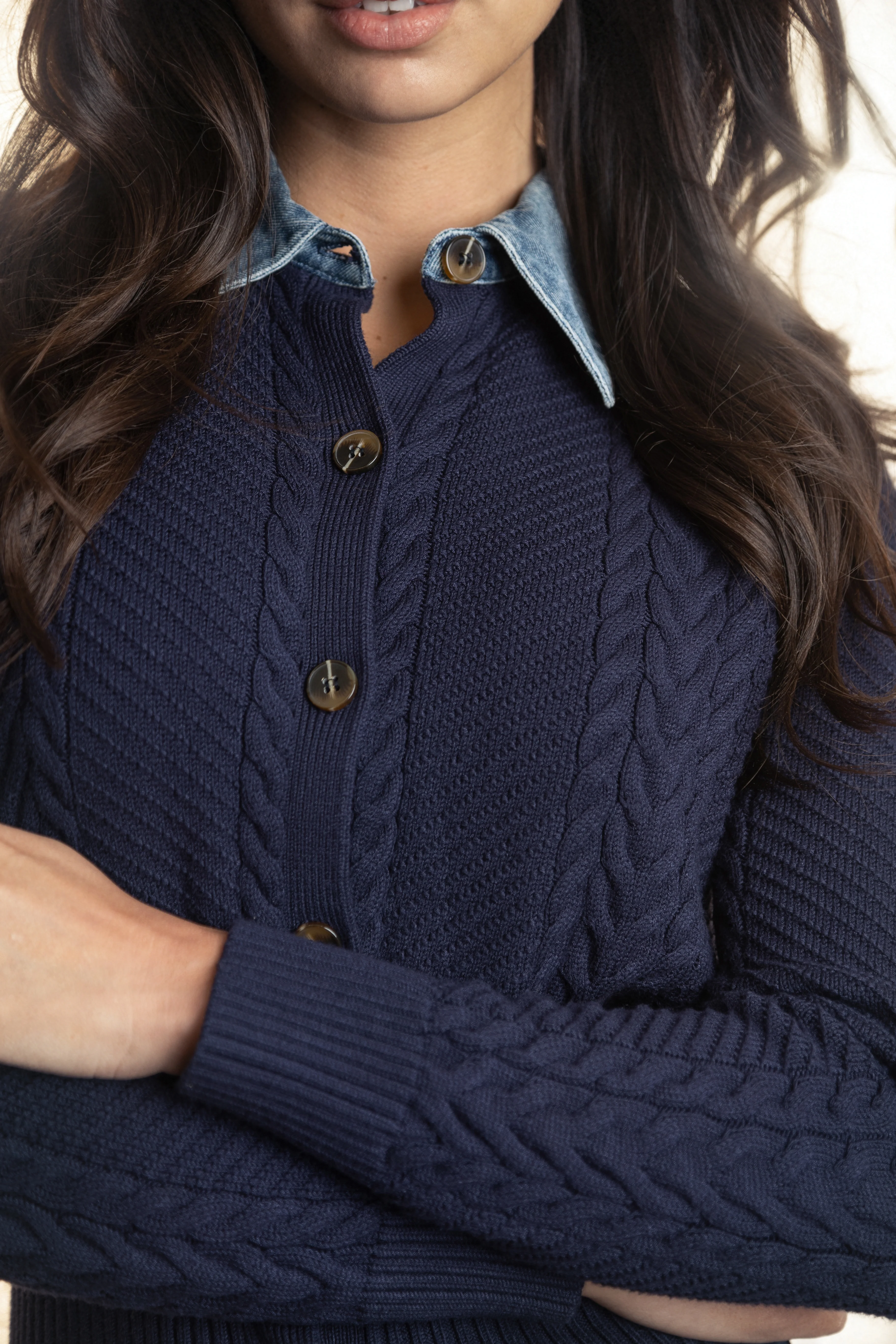 NAVY BOMBER SWEATER CARDIGAN - Image 5