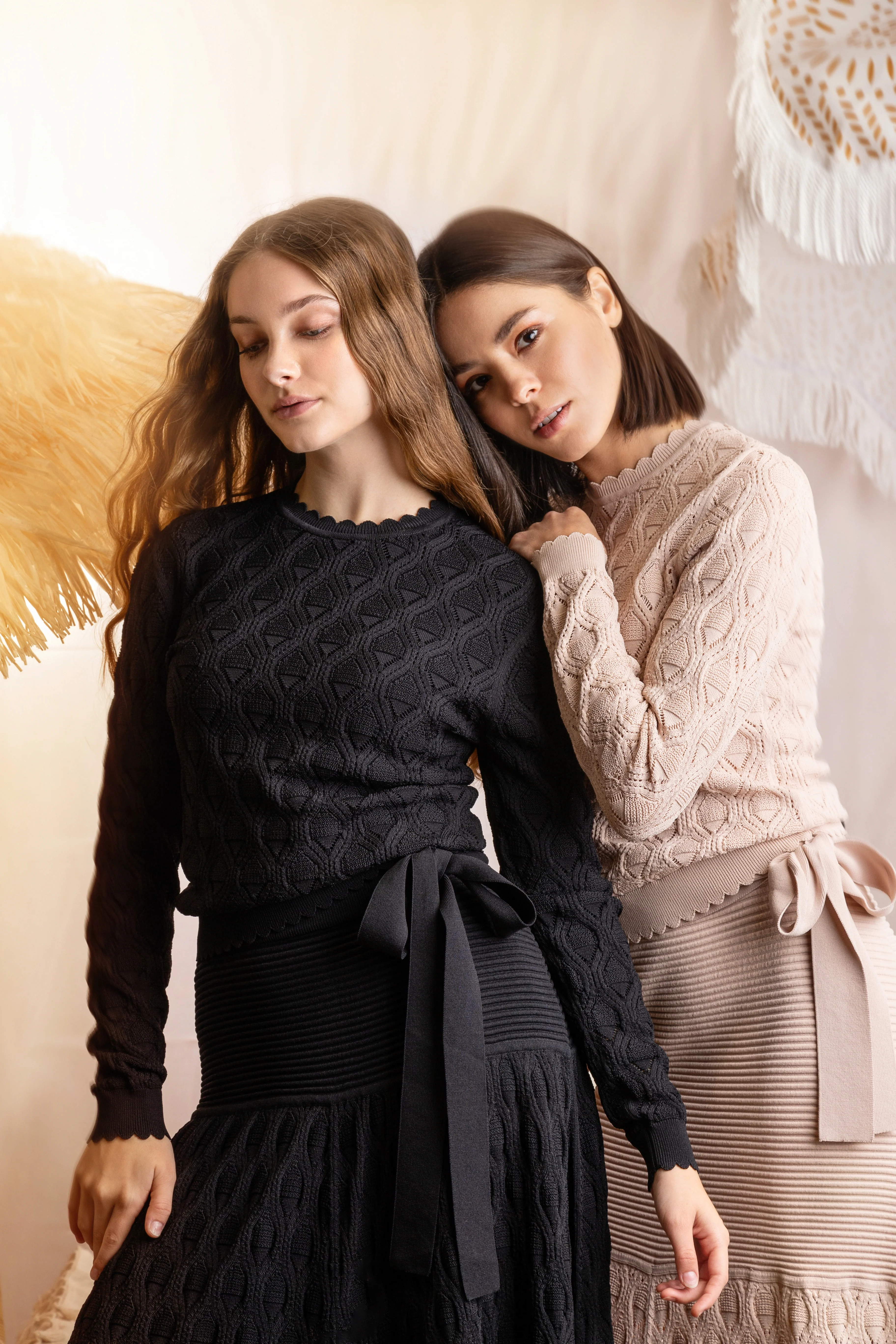 BLACK POINTELLE KNIT SWEATER - Image 4