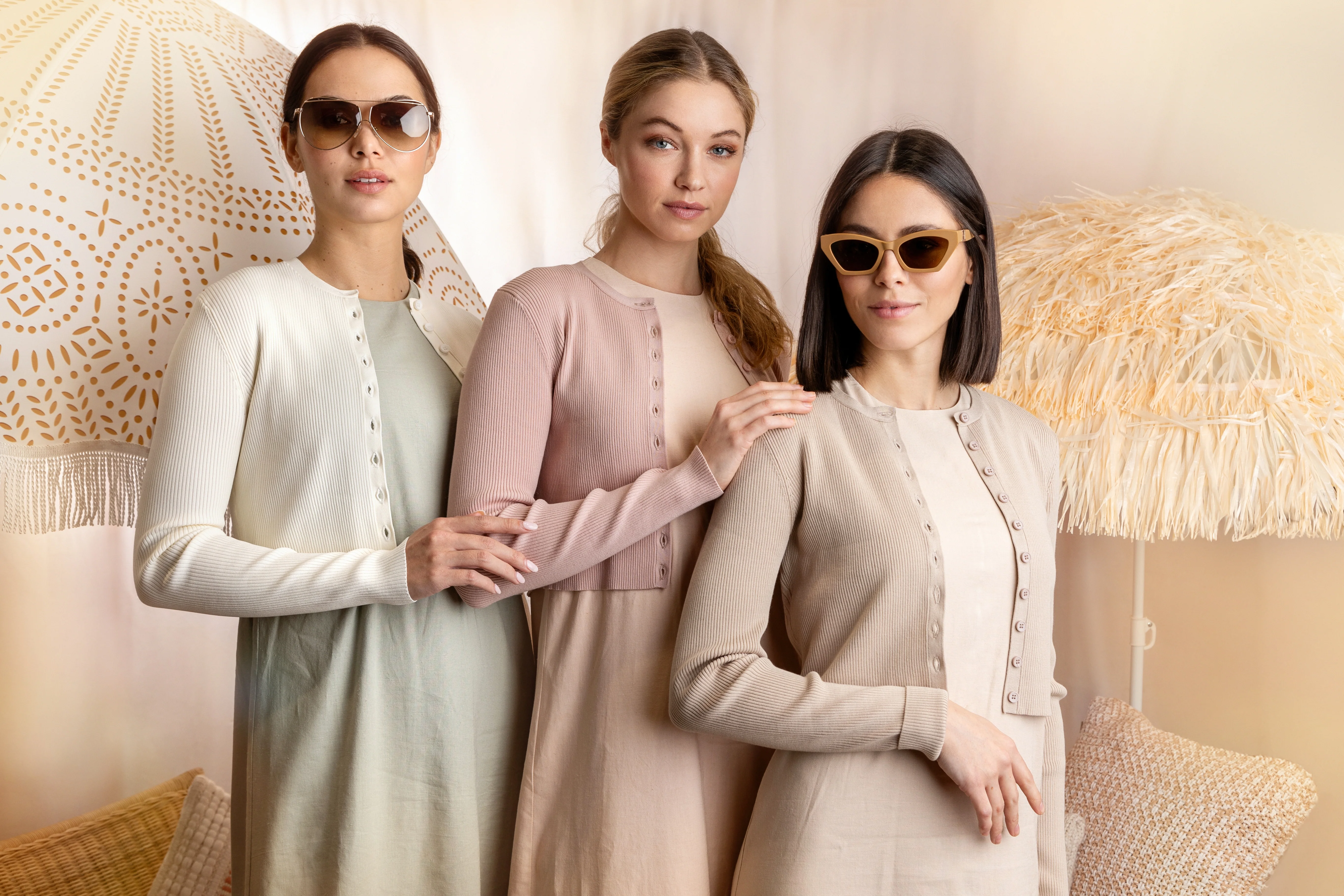 CHALK BEIGE BASIC RIB CARDIGAN - Image 2