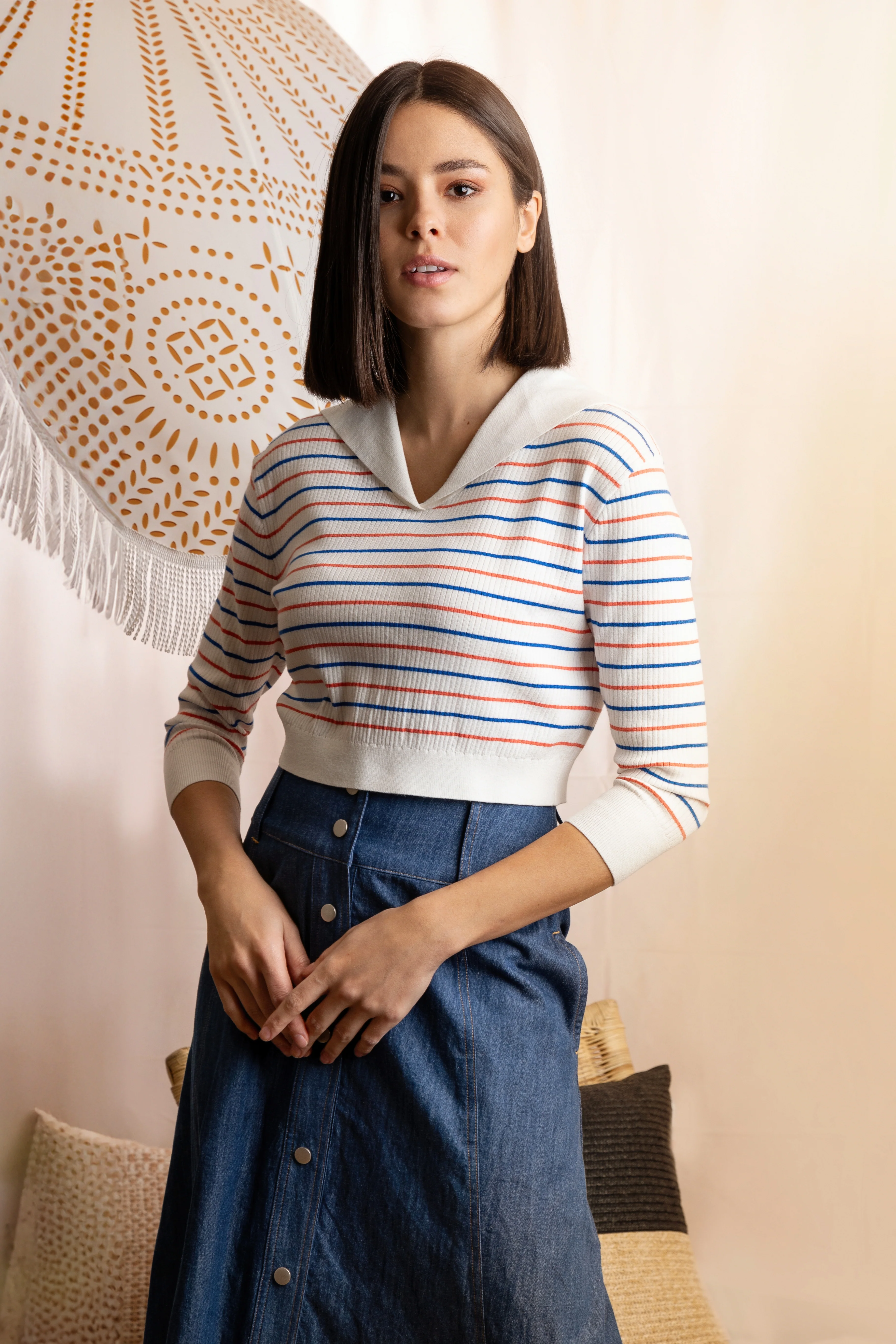 DARK DENIM BUTTON DOWN SKIRT - Image 3