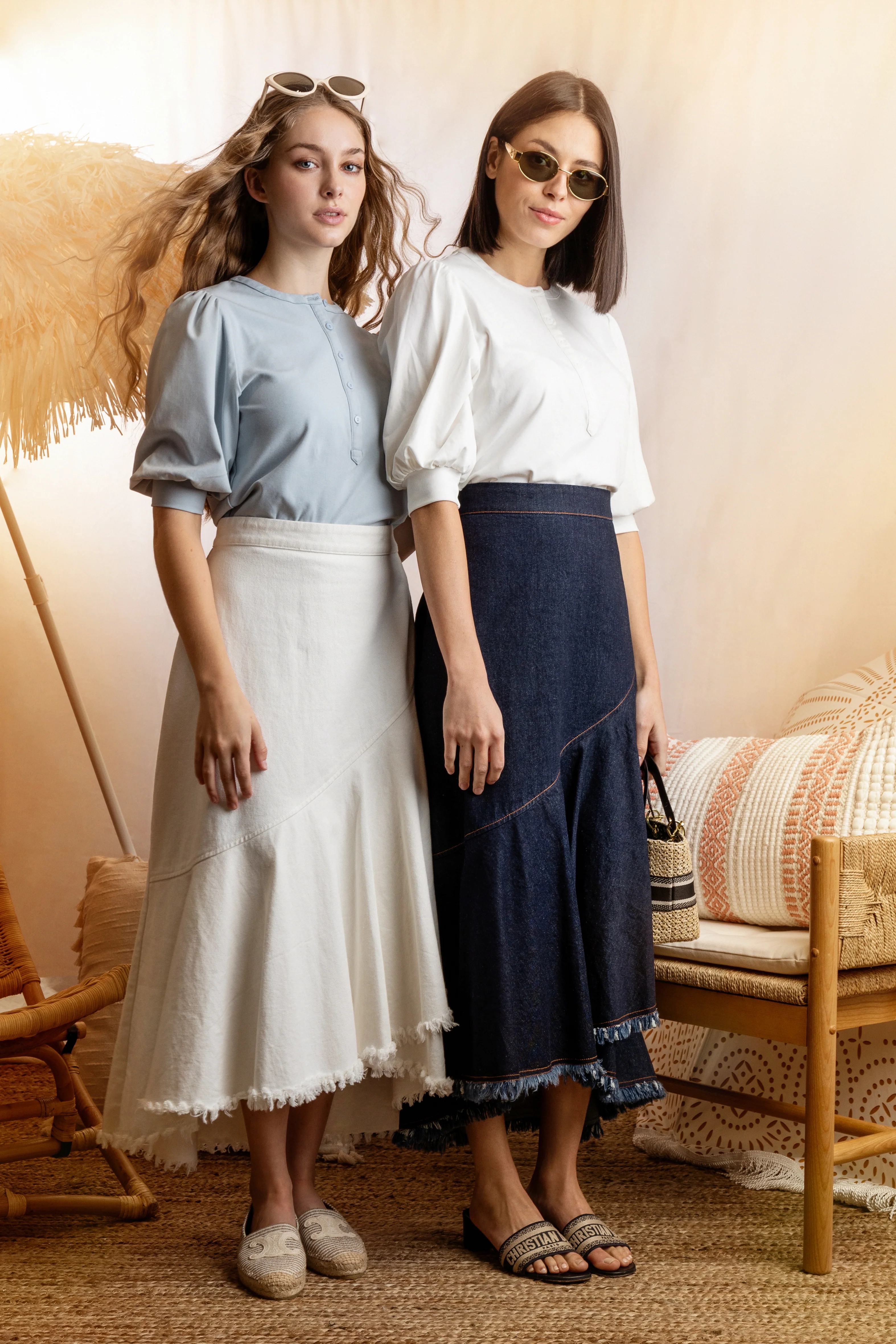 WHITE DENIM WRAP SKIRT - Image 2