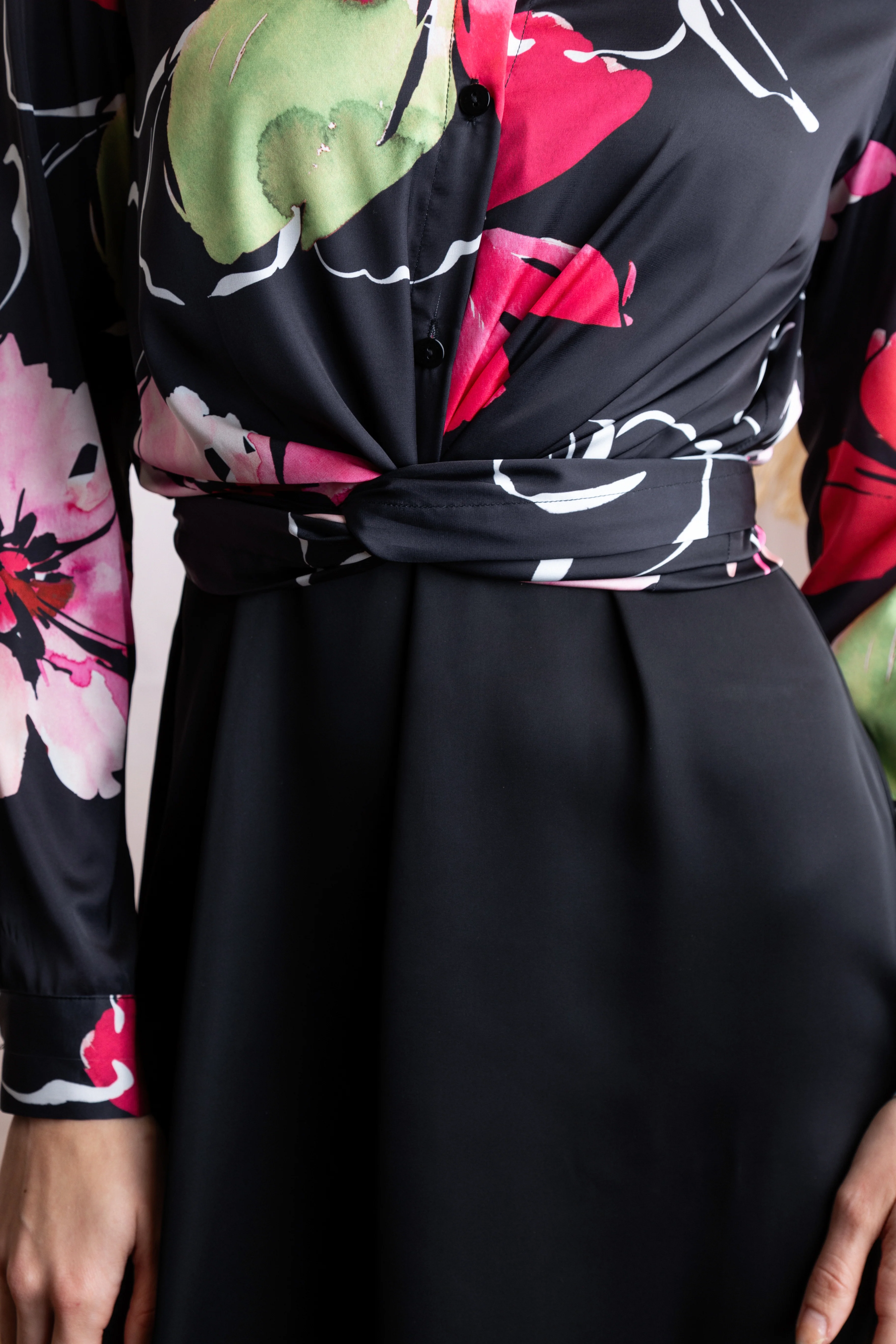 BLACK FLORAL PRINTED KNOT SHIRT BLOUSE - Image 8