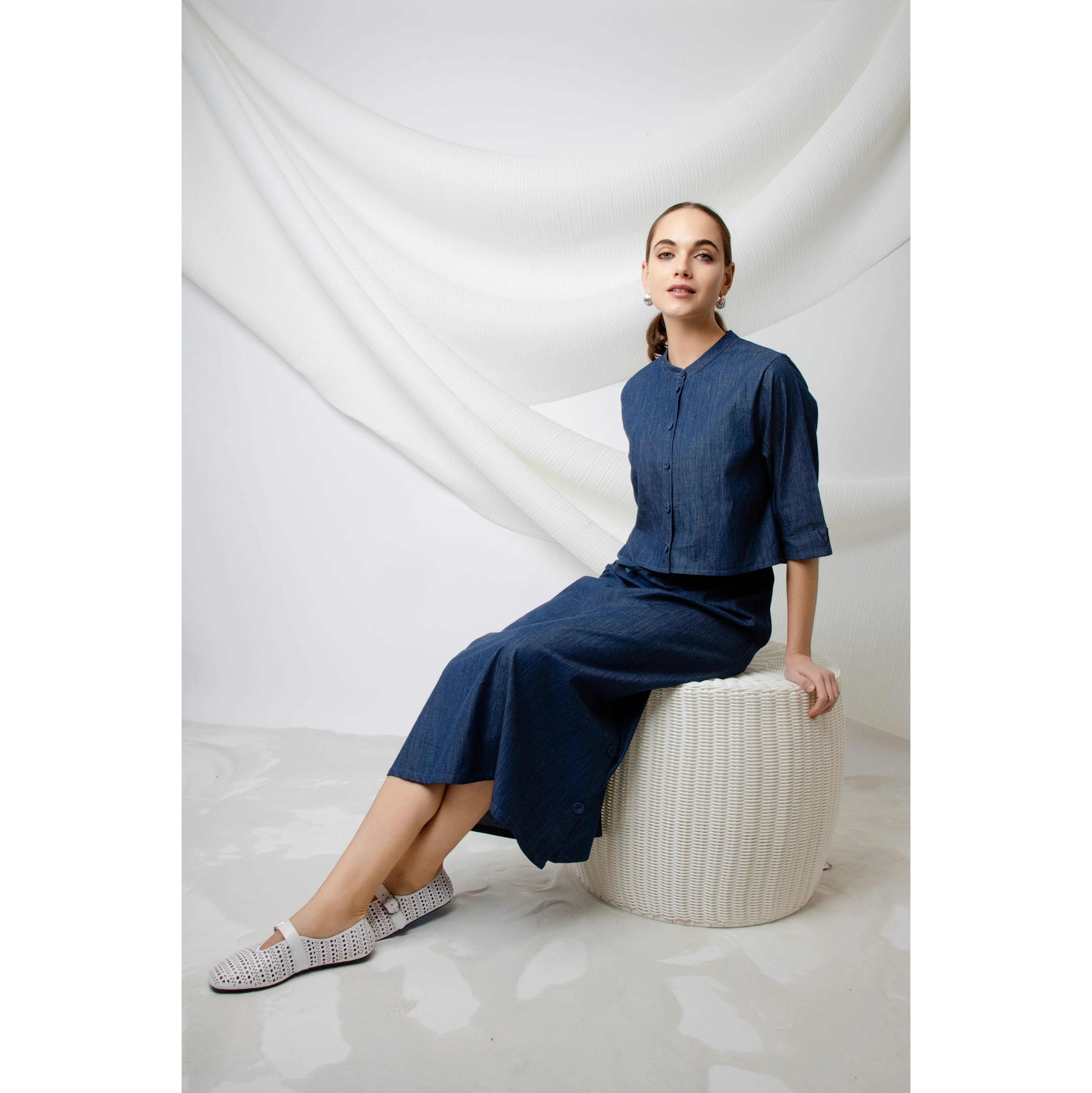 DARK DENIM RIVERA BLOUSE